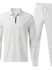 Men's Full Size Long Sleeve Top and Pants Set Plus Size White / S