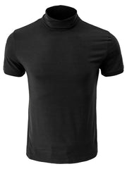 Men's Full Size Mock Neck Short Sleeve T-Shirt Plus Size Black / S