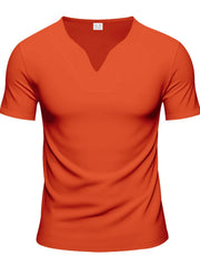 Men's Full Size Notched Short Sleeve T-Shirt Plus Size