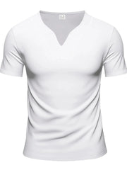 Men's Full Size Notched Short Sleeve T-Shirt Plus Size White / S