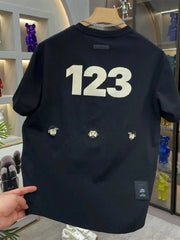 Men's Full Size Number 123 Round Neck T-Shirt Plus Size