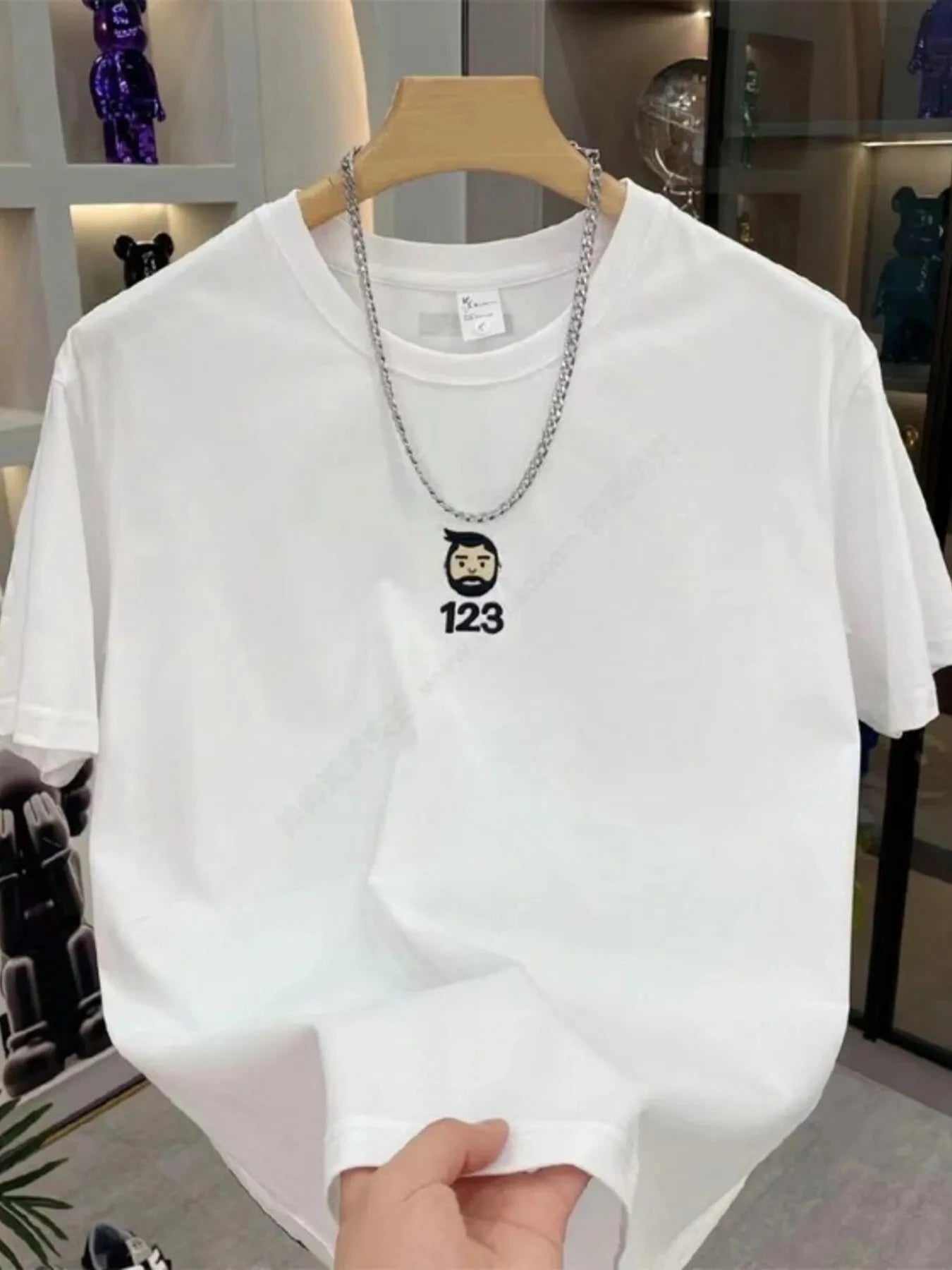 Men's Full Size Number 123 Round Neck T-Shirt Plus Size White / S
