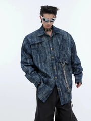 Men's Full Size Oversized Button Up Denim Shirt Plus Size