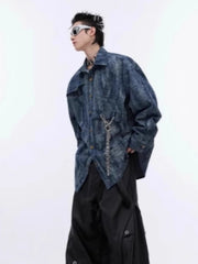 Men's Full Size Oversized Button Up Denim Shirt Plus Size