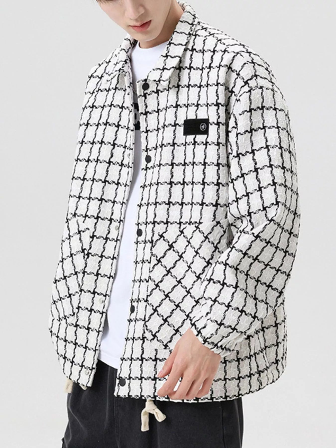 Men's Full Size Plaid Button Up Casual Jacket Plus Size