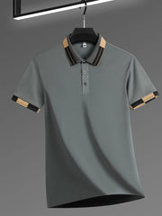 Men's Full Size Plus Size Button Detail Short Sleeve Polo Plus Size Dark Gray / S