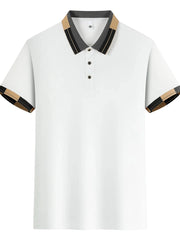 Men's Full Size Plus Size Button Detail Short Sleeve Polo Plus Size White / S
