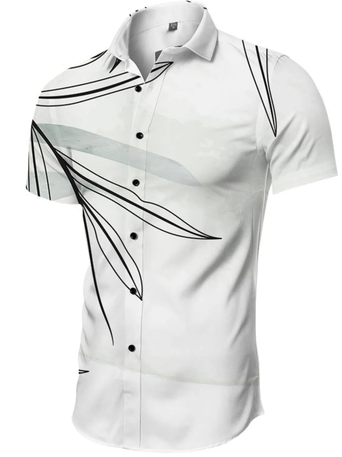 Men's Full Size Printed Collared Neck Shirt Plus Size White / XL