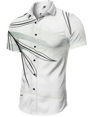 Men's Full Size Printed Collared Neck Shirt Plus Size White / XL