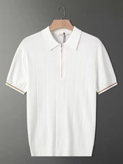 Men's Full Size Quarter Zip Short Sleeve Polo Plus Size White / S
