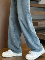 Men's Full Size Relaxed Fit Wash Wide Leg Jeans Plus Size