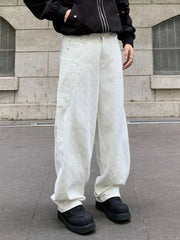 Men's Full Size Relaxed Fit Wide Leg Jeans Plus Size Milk White / S