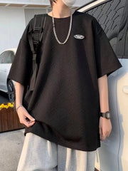 Men's Full Size Round Neck Half Sleeve T-Shirt Plus Size Black / S