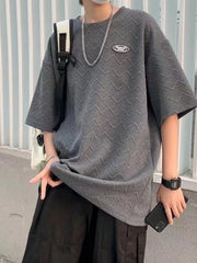 Men's Full Size Round Neck Half Sleeve T-Shirt Plus Size Gray / S