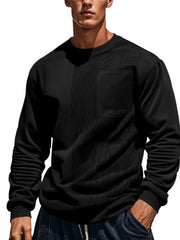 Men's Full Size Round Neck Long Sleeve Sweatshirt Plus Size Black / S