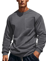 Men's Full Size Round Neck Long Sleeve Sweatshirt Plus Size Dark Gray / S