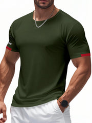 Men's Full Size Round Neck Short Sleeve T-Shirt Plus Size Army Green / S