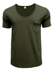 Men's Full Size Round Neck Short Sleeve T-Shirt Plus Size Army Green / S