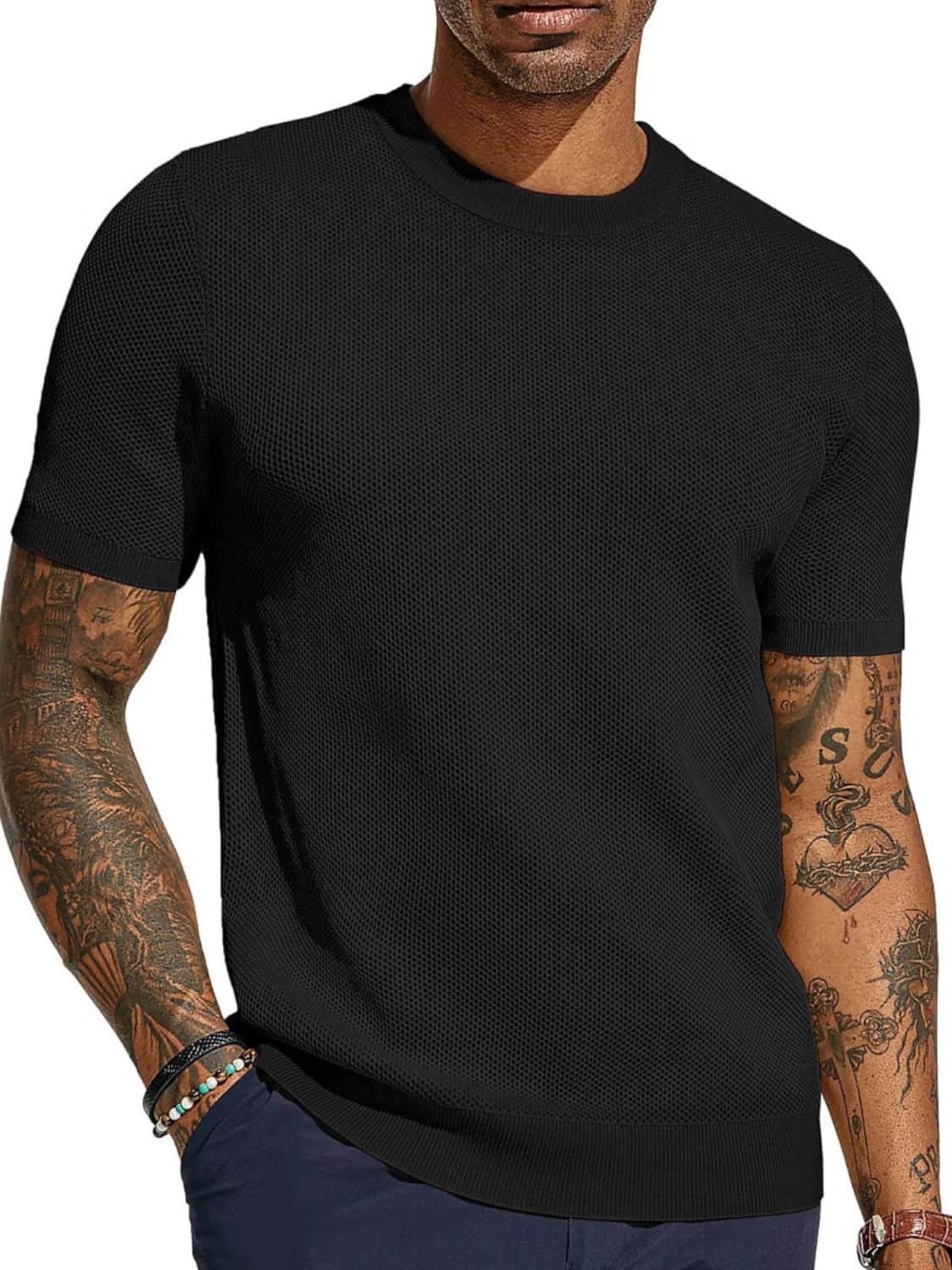 Men's Full Size Round Neck Short Sleeve T-Shirt Plus Size Black / M