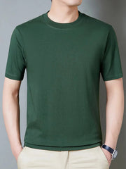 Men's Full Size Round Neck Short Sleeve T-Shirt Plus Size Dark Green / S