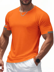 Men's Full Size Round Neck Short Sleeve T-Shirt Plus Size Fluorescent Orange / S