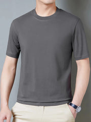 Men's Full Size Round Neck Short Sleeve T-Shirt Plus Size Gray / S