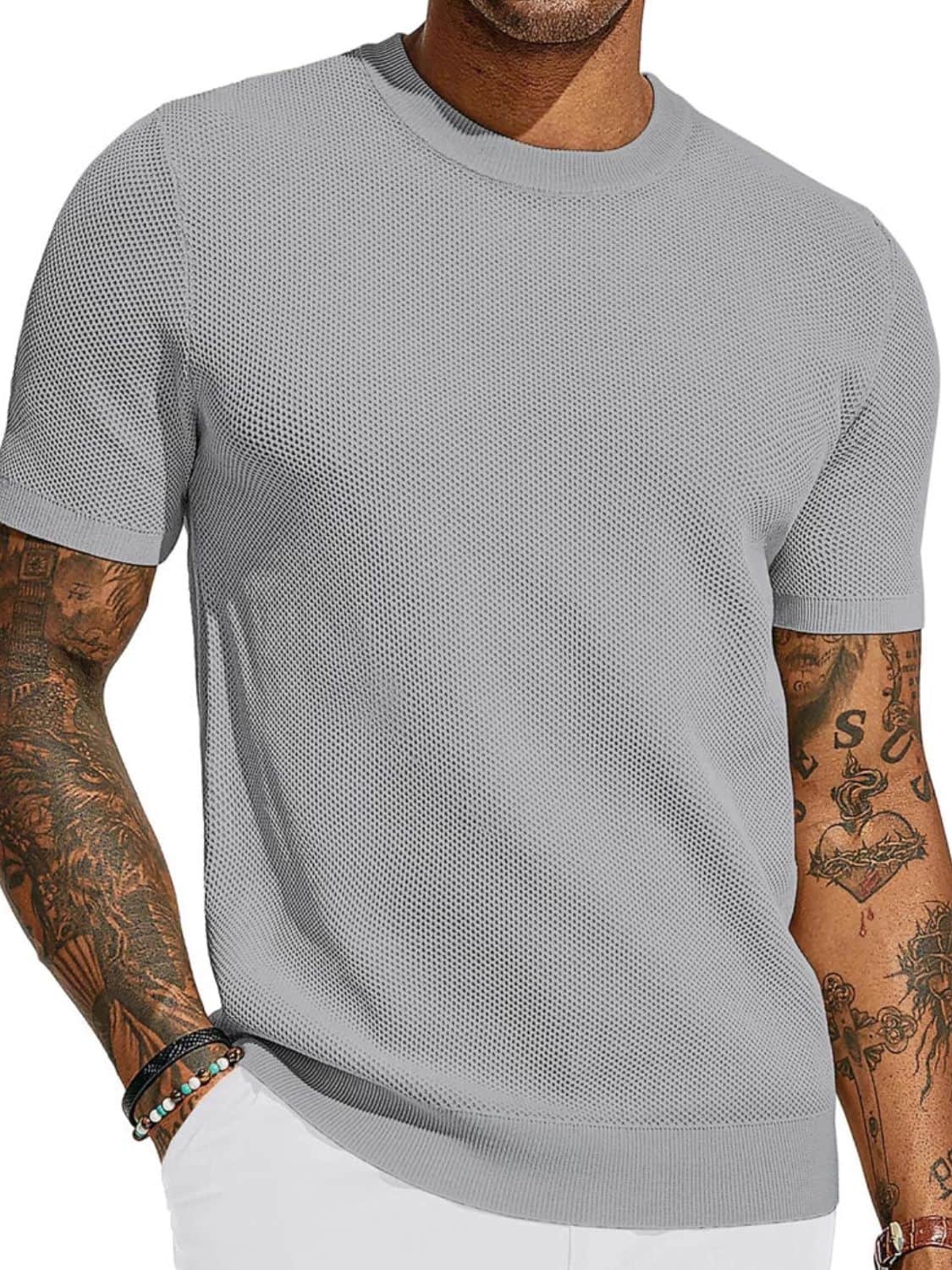 Men's Full Size Round Neck Short Sleeve T-Shirt Plus Size Gray / S
