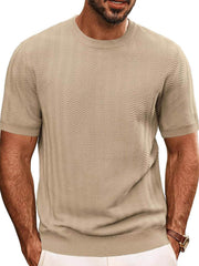 Men's Full Size Round Neck Short Sleeve T-Shirt Plus Size Khaki / S