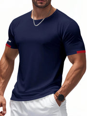 Men's Full Size Round Neck Short Sleeve T-Shirt Plus Size Navy Blue / S