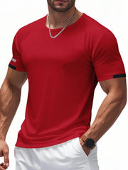 Men's Full Size Round Neck Short Sleeve T-Shirt Plus Size Red / S