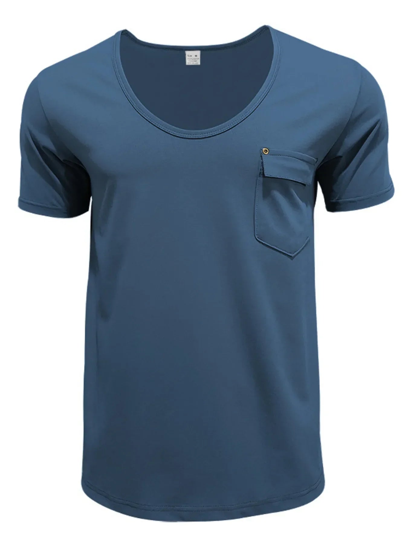 Men's Full Size Round Neck Short Sleeve T-Shirt Plus Size Sea blue / S