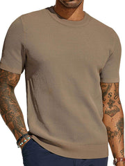 Men's Full Size Round Neck Short Sleeve T-Shirt Plus Size Taupe / L