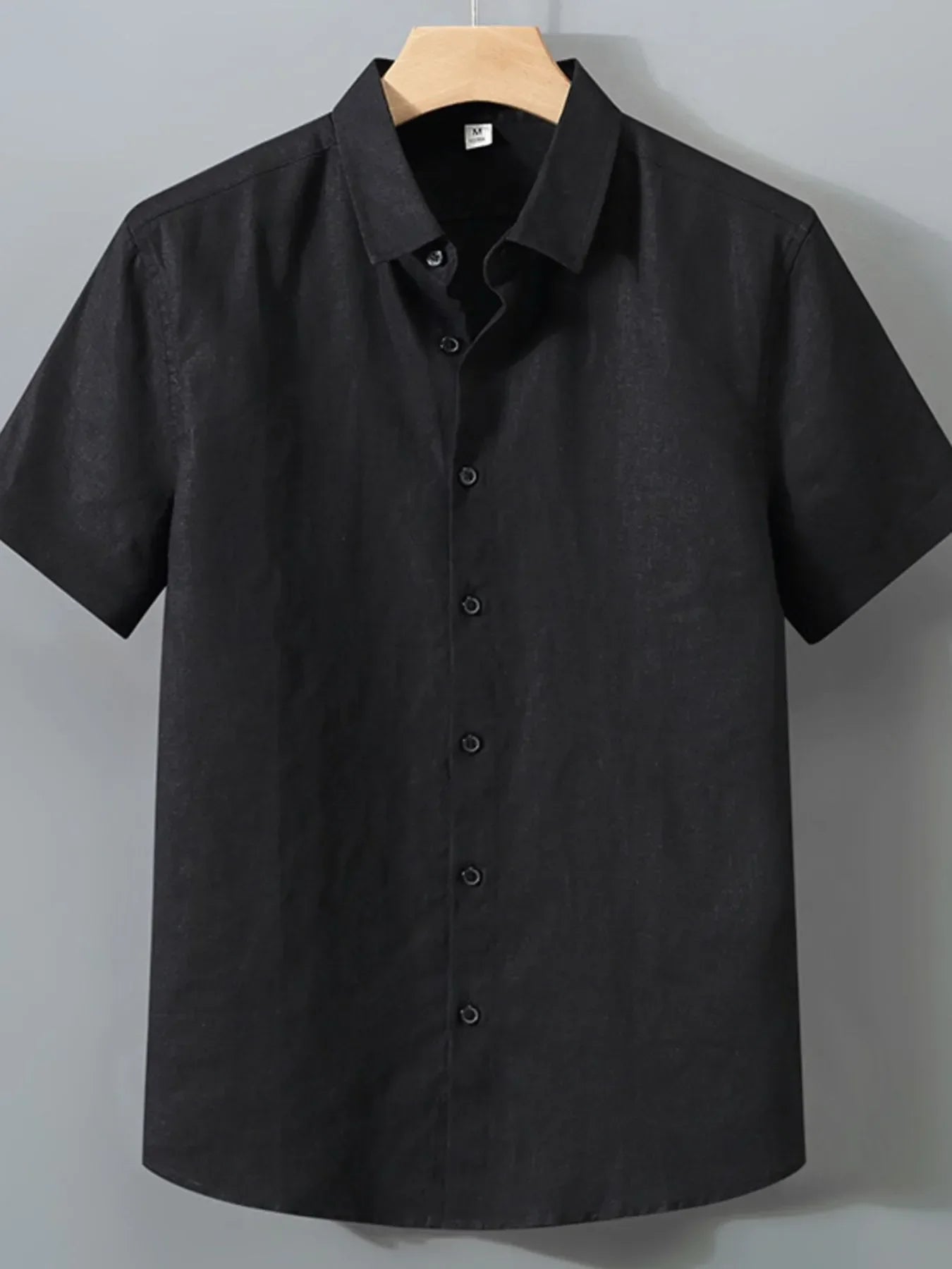 Men's Full Size Short Sleeve Button-Up Shirt Plus Size Black / S