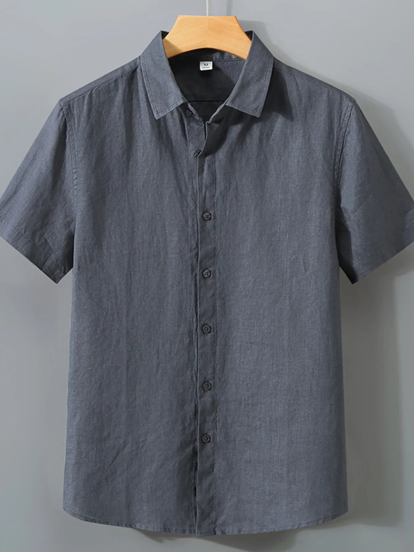 Men's Full Size Short Sleeve Button-Up Shirt Plus Size Grey / S
