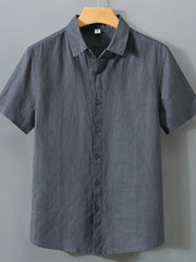 Men's Full Size Short Sleeve Button-Up Shirt Plus Size Grey / S