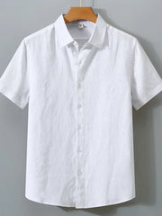 Men's Full Size Short Sleeve Button-Up Shirt Plus Size White / S