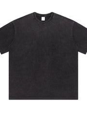 Men's Full Size Short Sleeve Round Neck Washed T-Shirt Plus Size Black / S