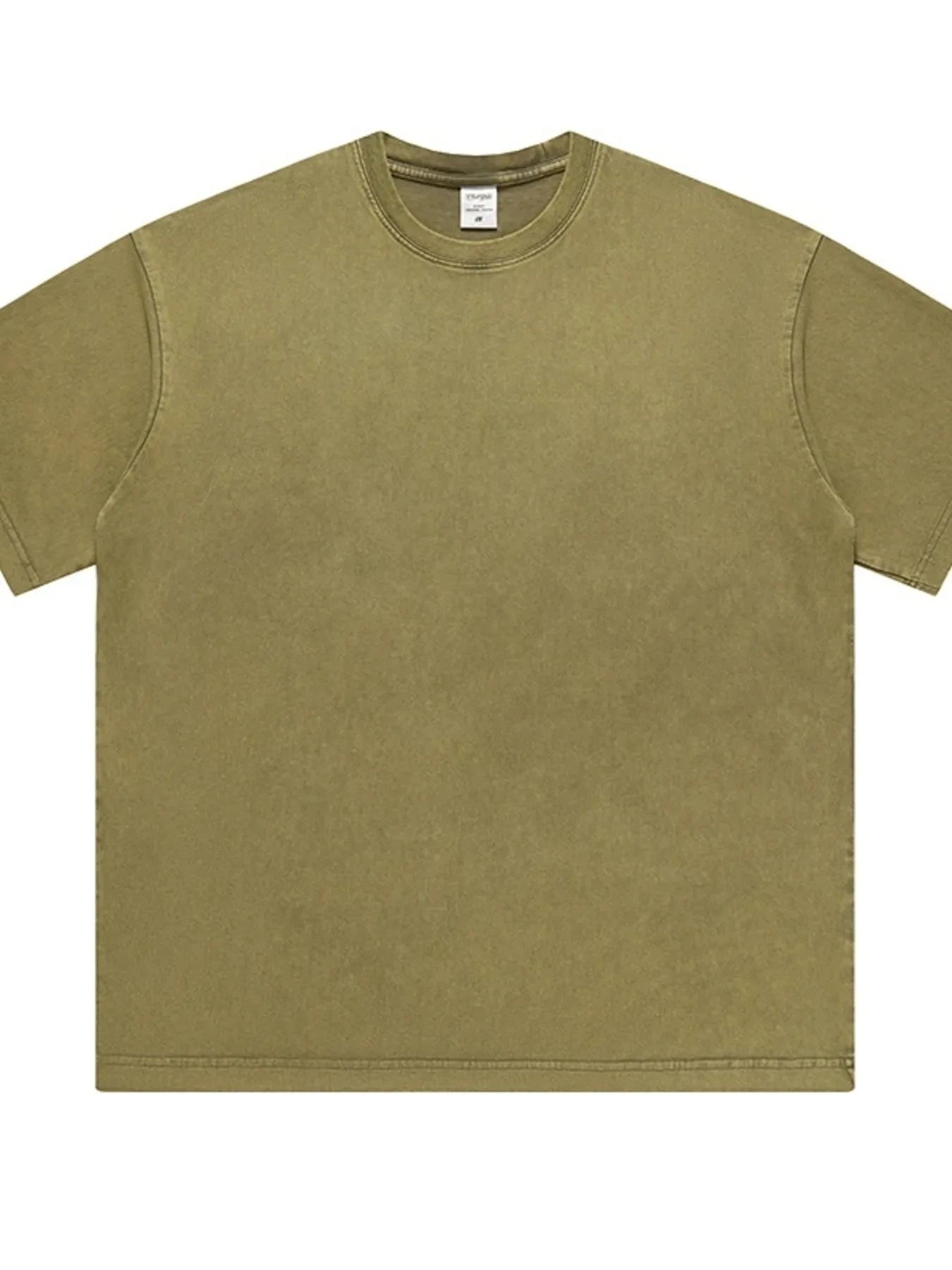 Men's Full Size Short Sleeve Round Neck Washed T-Shirt Plus Size Olive / S