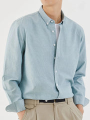 Men's Full Size Striped Button Up Long Sleeve Shirt Plus Size