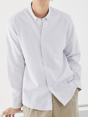 Men's Full Size Striped Button Up Long Sleeve Shirt Plus Size