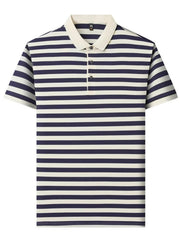 Men's Full Size Striped Short Sleeve Polo Plus Size