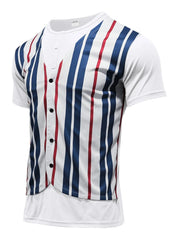 Men's Full Size Striped Short Sleeve T-Shirt Plus Size