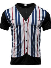 Men's Full Size Striped Short Sleeve T-Shirt Plus Size Black / S