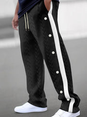 Men's Full Size Textured Drawstring Pants Plus Size Black / S