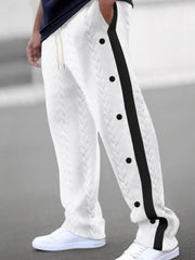 Men's Full Size Textured Drawstring Pants Plus Size White / S