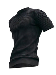 Men's Full Size Textured Knit Short Sleeve T-Shirt Plus Size Black / S