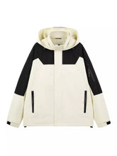 Men's Full Size Two-Tone Hooded Outdoor Jacket Plus Size Khaki / S