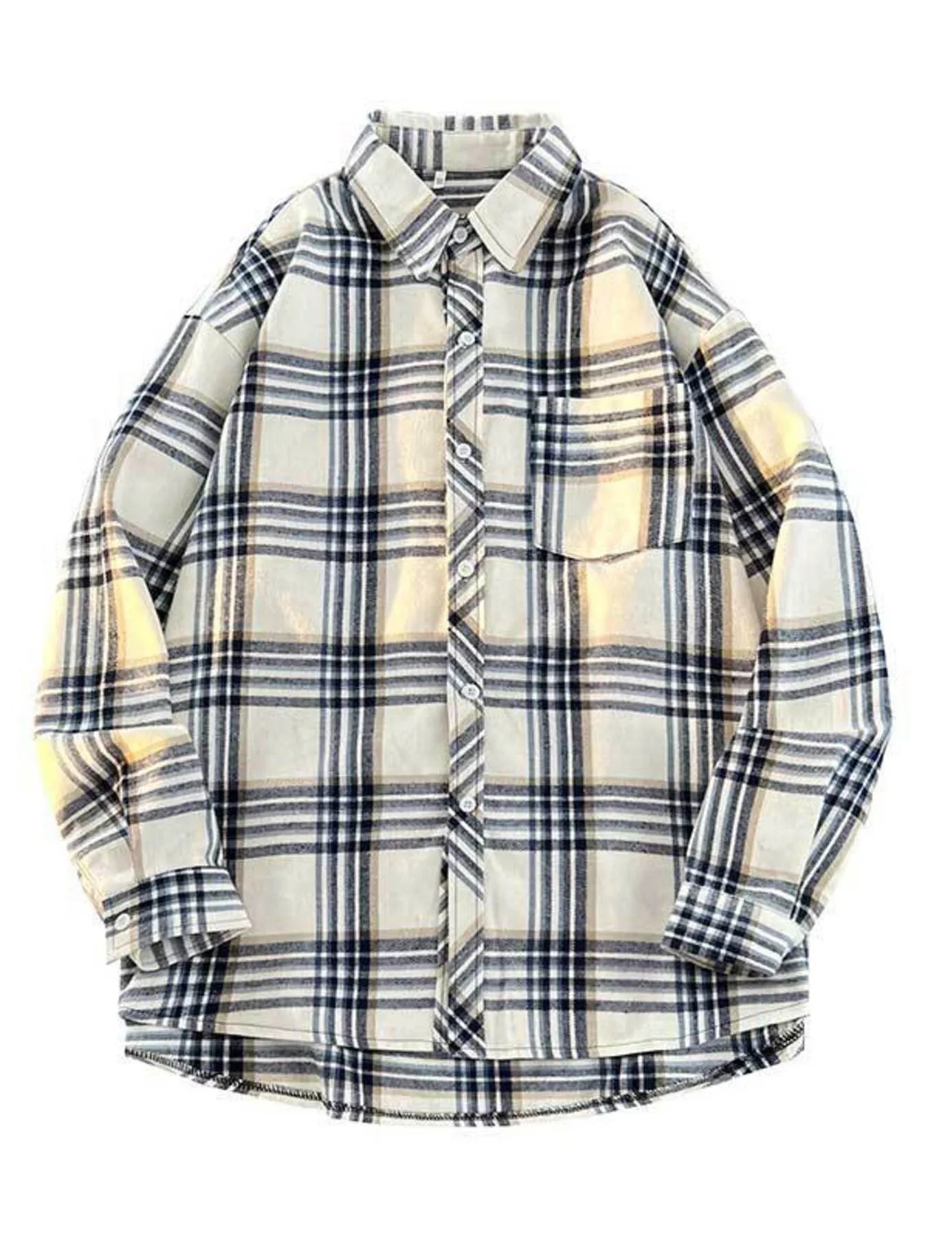 Men's Full Size Vintage Plaid Button Up Shirt Plus Size White / S