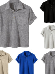 Men's Full Size Waffle-Knit Short Sleeve Polo Plus Size