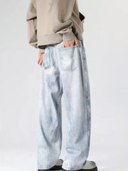 Men's Full Size Wash Wide Leg Jeans Plus Size